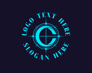 Alchemy - Blue Compass Letter C logo design