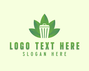 Recycling Bin - Leaf Trash Garbage logo design