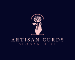 Rose Hand Flower logo design