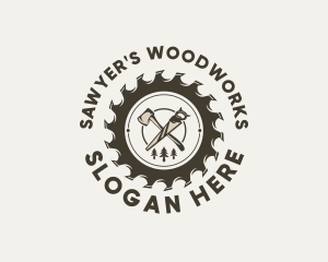 Sawyer - Saw Axe Lumberjack Tools logo design