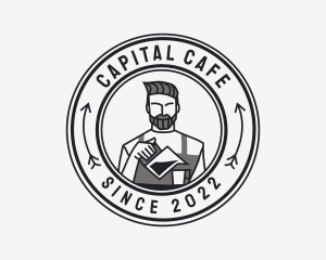 Hipster Barista Coffee Cafe  logo design