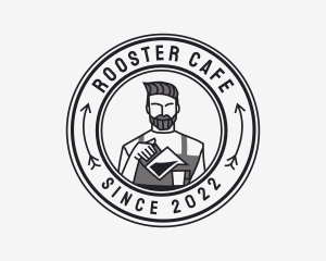 Hipster Barista Coffee Cafe  logo design