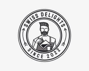 Hipster Barista Coffee Cafe  logo design