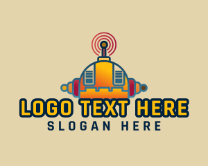 Cyborg - Orange Robot Signal logo design