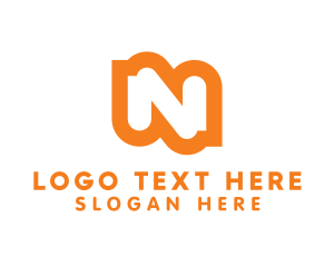 Initial - Orange Bold N logo design