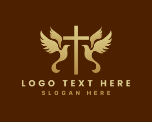 Crucifix - Dove Cross Religion logo design