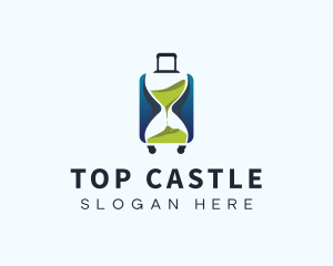 Clock - Hourglass Travel Suitcase logo design