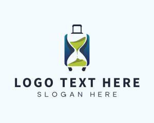 Time - Hourglass Travel Suitcase logo design
