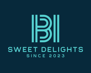 Online Game - Futuristic Letter BI Monogram logo design