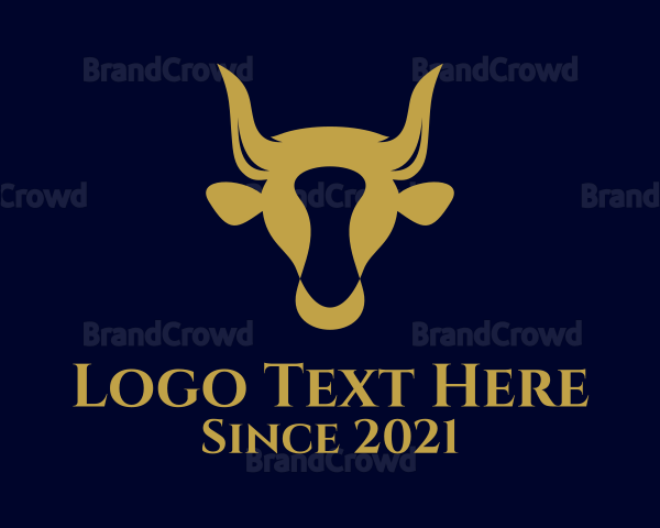 Bull Horn Cow  Head Logo