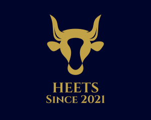 Golden - Bull Horn Cow  Head logo design