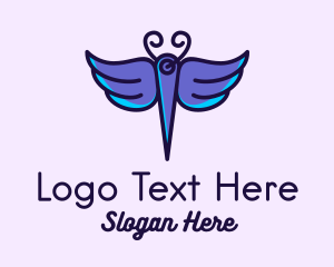 Stitch - Purple Butterfly Needle logo design
