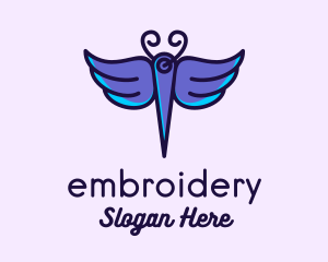 Purple Butterfly Needle logo design