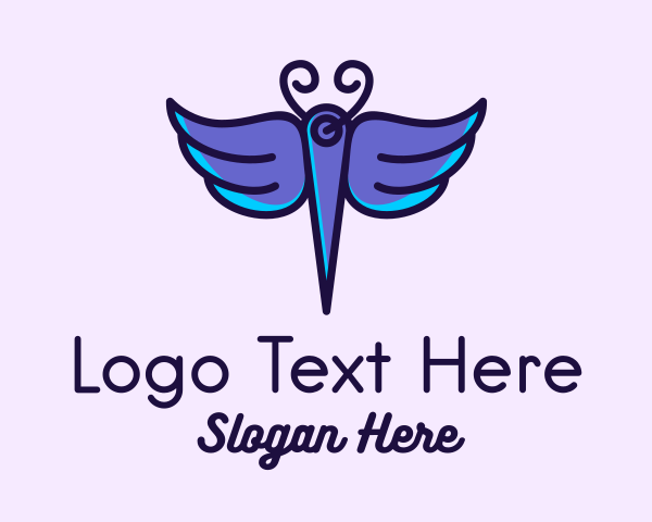 Wings - Purple Butterfly Needle logo design