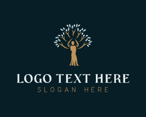 Yoga - Tree Woman Nature logo design