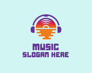 Music Headphones Sun logo design