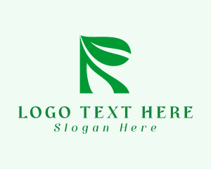 Vegan - Eco Leaf Letter R logo design
