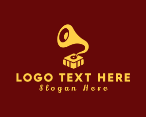 Record Player - Quirky Music Gramophone logo design