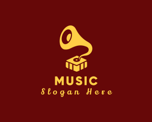 Quirky Music Gramophone logo design