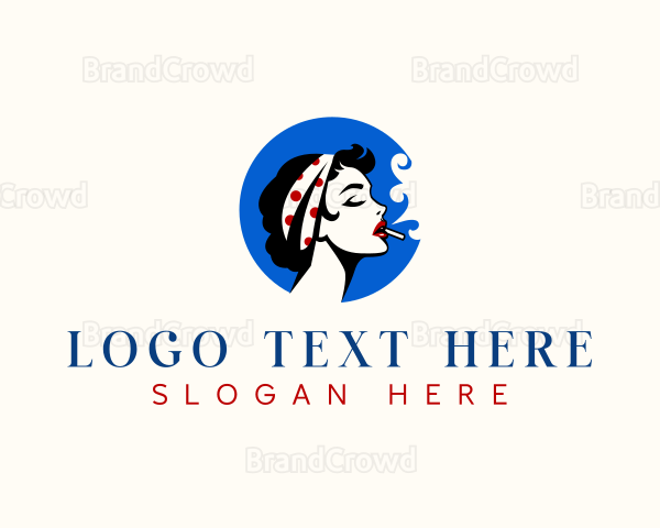 Woman Smoking Cigarette Logo