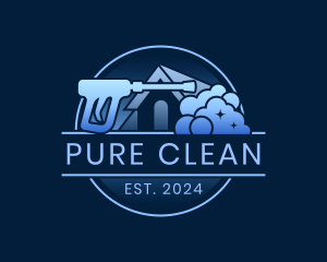 Pressure Washer Clean Bubbles logo design