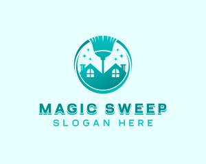 Housekeeping Broom Cleaner logo design