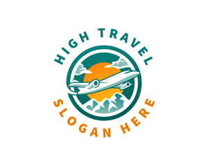 Airplane Travel Mountain Logo