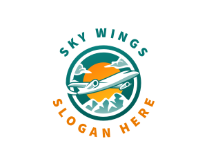 Airplane Travel Mountain logo design