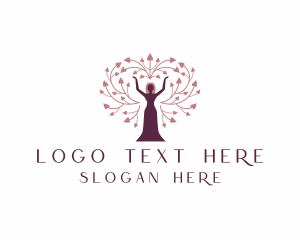 Massage Therapy - Woman Heart Tree logo design