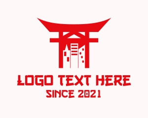 Shinto - City Temple Shrine logo design