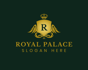 Royal Ornate Shield Wings logo design