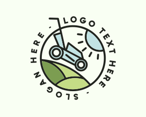 Turf - Lawn Mower Yard Badge logo design