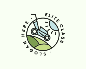 Lawn Mower Yard Badge logo design