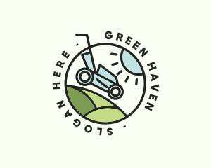 Turf - Lawn Mower Yard Badge logo design