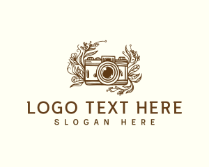 Leaves - Camera Floral Photography logo design