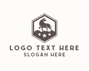 Fake Meat - Hexagon Wild Bull logo design