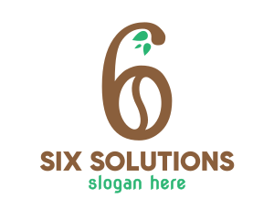 Six - Brown Bean Number 6 logo design