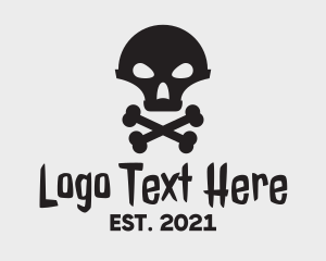 Black Skull - Alien Skull & Crossbones logo design