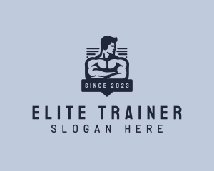 Weightlifter Muscle Workout logo design