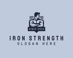 Weightlifter Muscle Workout logo design
