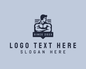 Muscle - Weightlifter Muscle Workout logo design