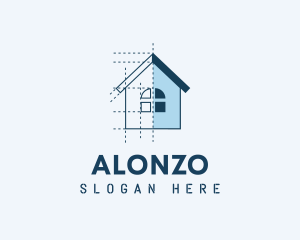 House Blueprint Construction logo design