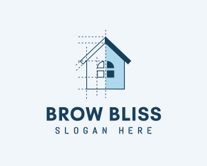 House Blueprint Construction logo design