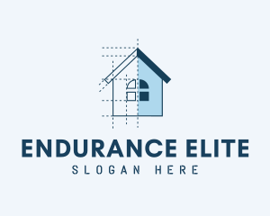 House Blueprint Construction logo design