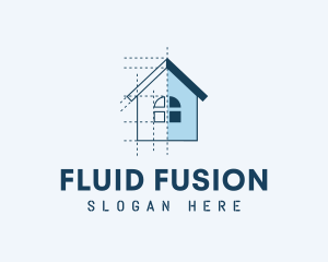 House Blueprint Construction logo design