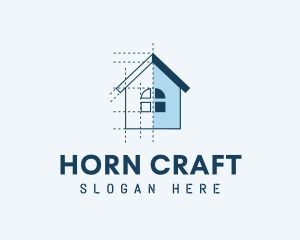 House Blueprint Construction logo design