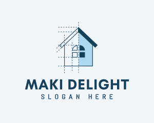 House Blueprint Construction logo design