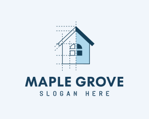 House Blueprint Construction logo design