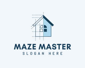 House Blueprint Construction logo design