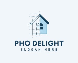 House Blueprint Construction logo design